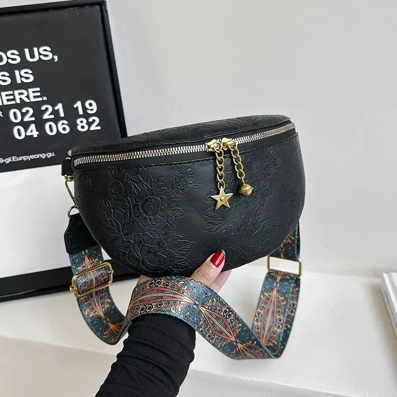 Sac banane en cuir noir femme