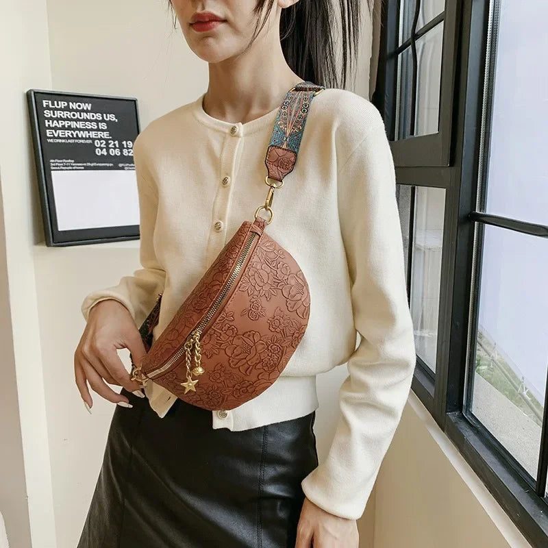 Sac banane en cuir noir femme