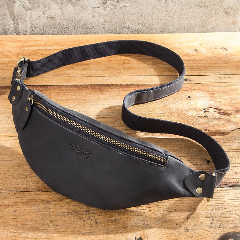 Sac banane en cuir noir homme original