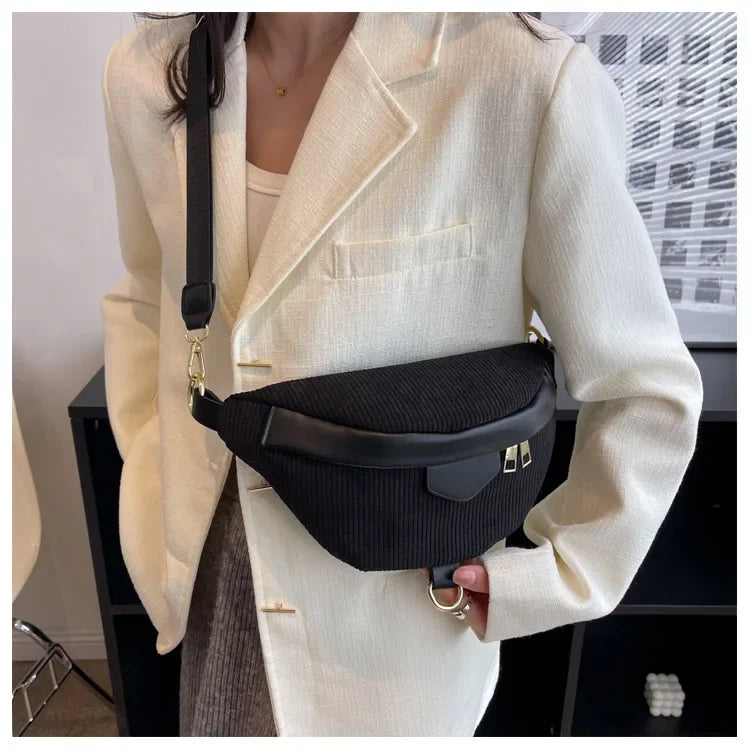 Sac banane femme velours noir - ShopGET®