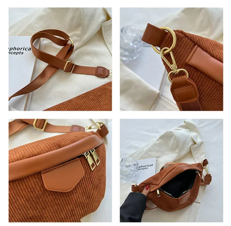 Sac banane femme velours noir - ShopGET®