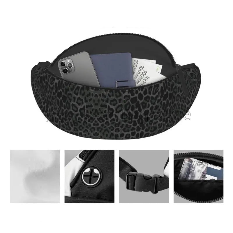 Sac banane léopard noir pour homme