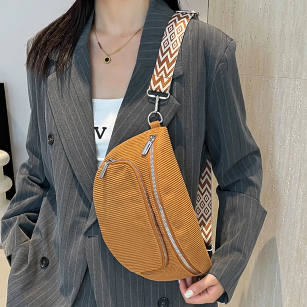 Sac banane velours camel kaki