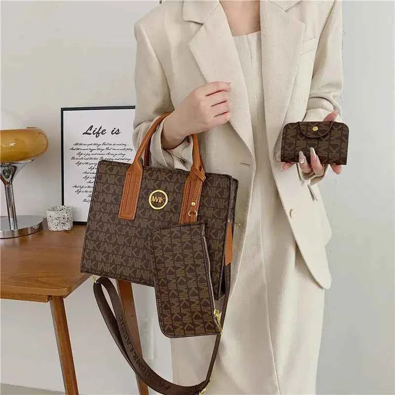 Sac cabas de haute qualité + portefeuilles Marron / 29x23x10cm-Blanc / 29x23x10cm-ShopGET® 