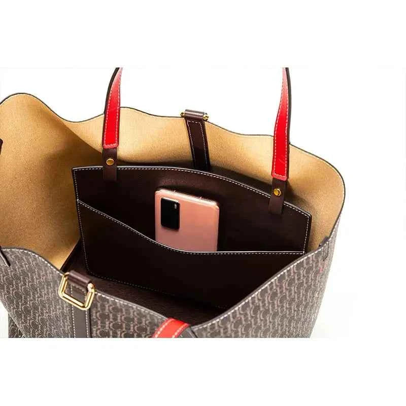 Sac cabas de luxe Marron-Blanc-ShopGET® 