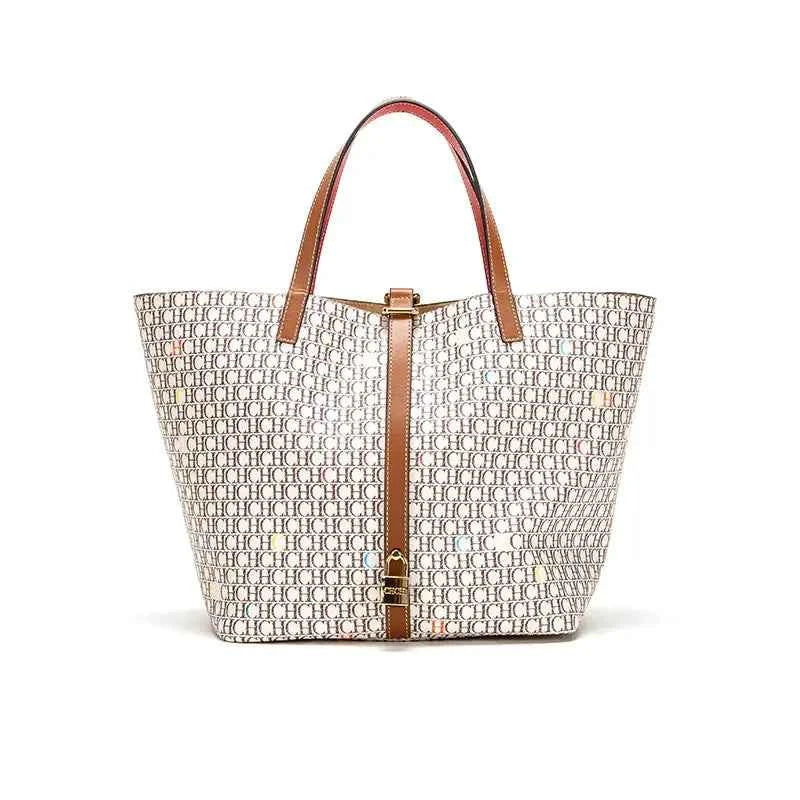 Sac cabas de luxe Marron-Blanc-ShopGET® 