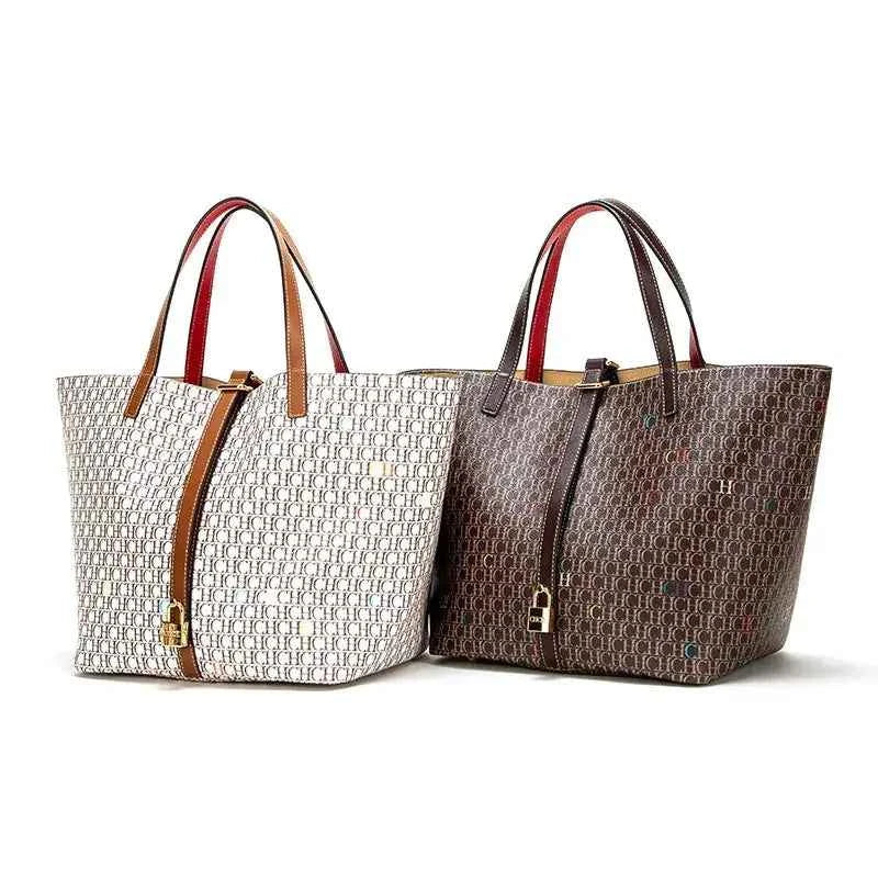 Sac cabas de luxe Marron-Blanc-ShopGET® 