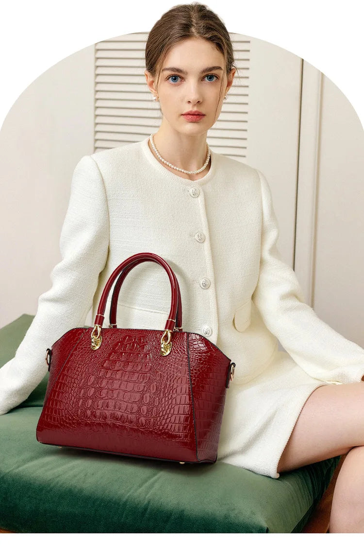 Sac cabas en cuir femme Vert-Bleu-wine rouge-Noir-ShopGET® 