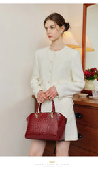 Sac cabas en cuir femme Vert-Bleu-wine rouge-Noir-ShopGET® 