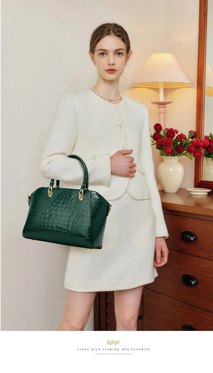 Sac cabas en cuir femme Vert-Bleu-wine rouge-Noir-ShopGET® 