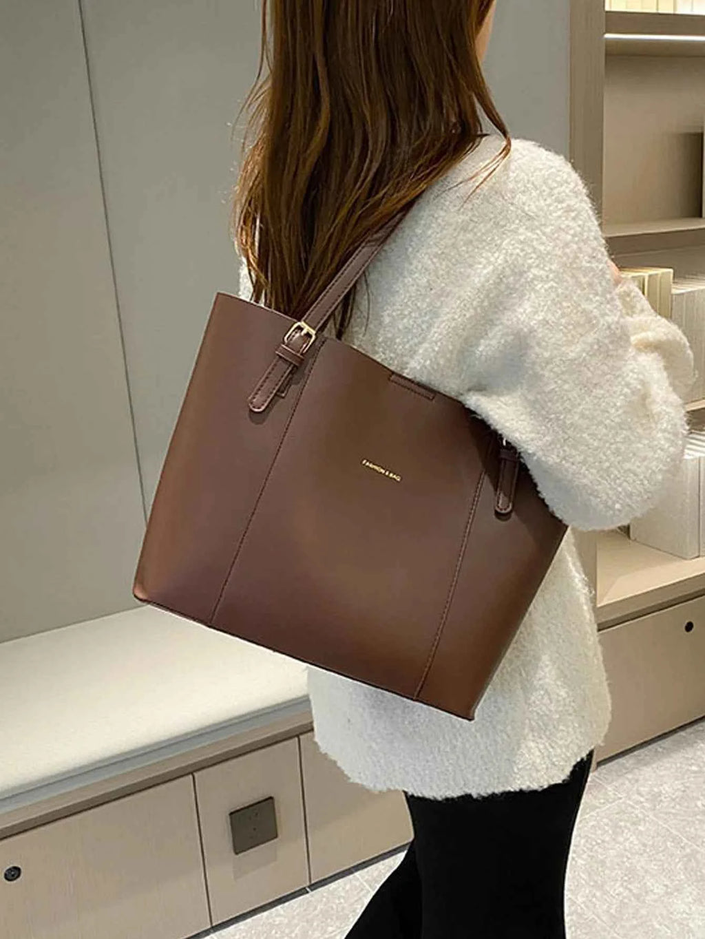 Sac cabas femme original de qualité premium Blanc / L-Marron / L-Noir / L-Kaki / L-ShopGET® 