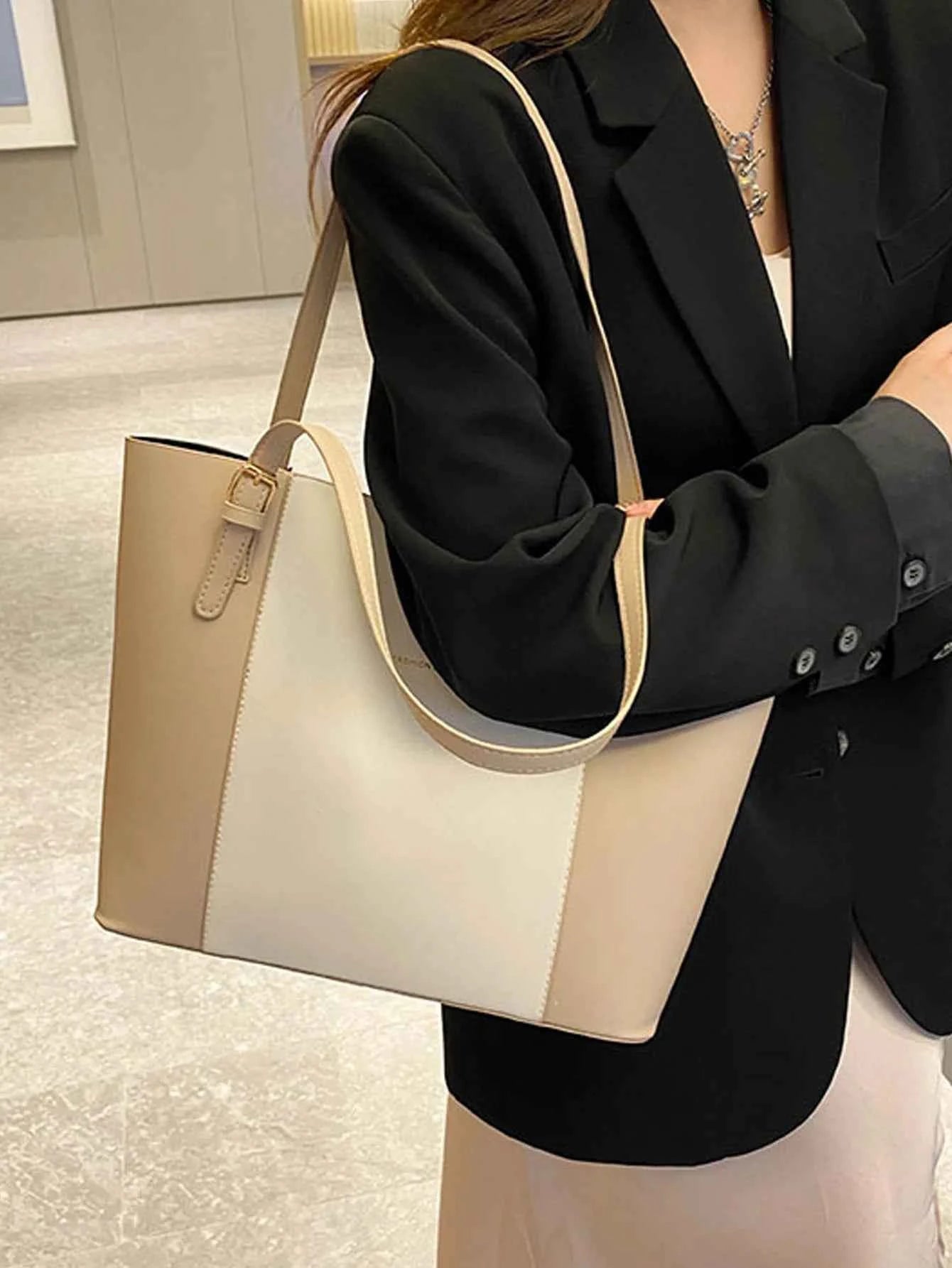 Sac cabas femme original de qualité premium Blanc / L-Marron / L-Noir / L-Kaki / L-ShopGET® 