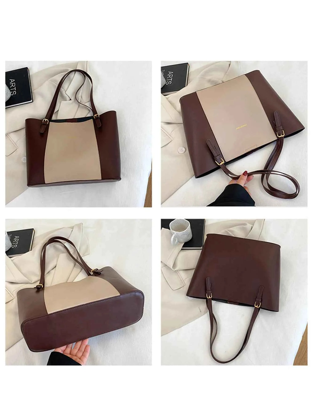 Sac cabas femme original de qualité premium Blanc / L-Marron / L-Noir / L-Kaki / L-ShopGET® 