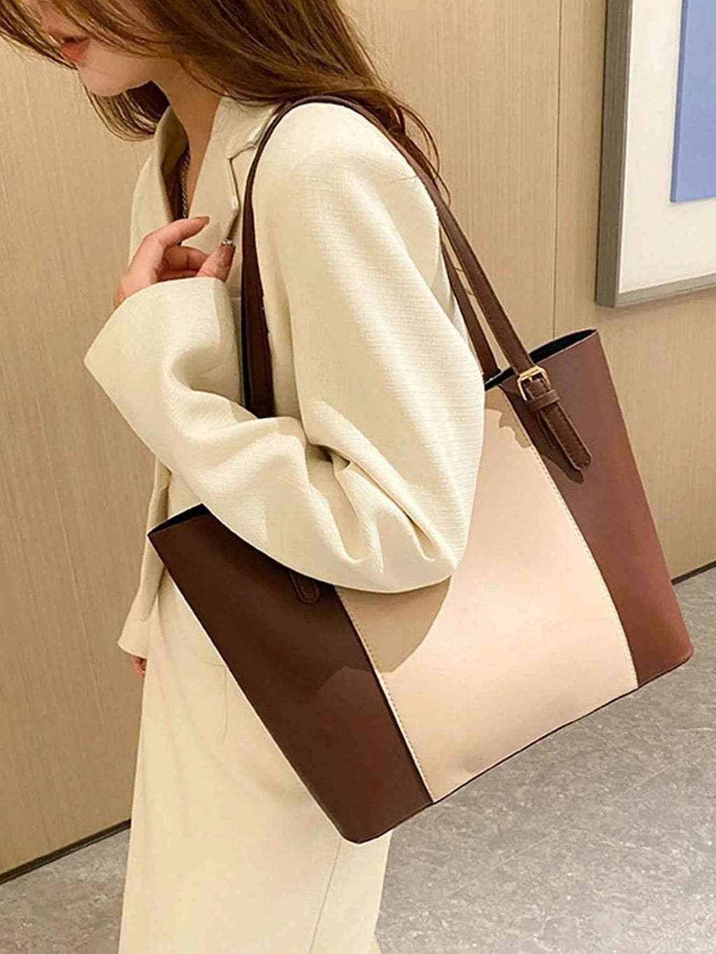 Sac cabas femme original de qualité premium Blanc / L-Marron / L-Noir / L-Kaki / L-ShopGET® 