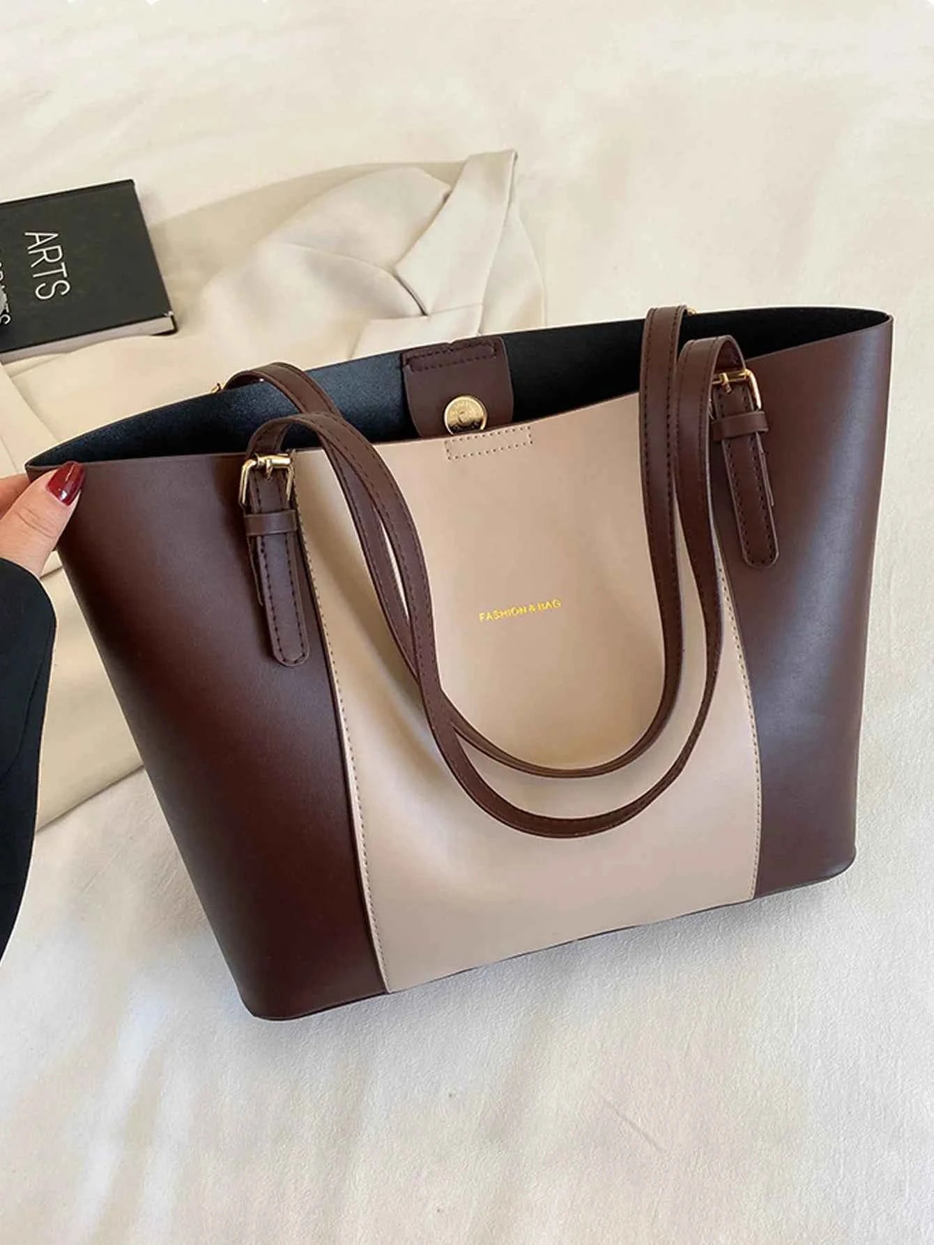 Sac cabas femme original de qualité premium Blanc / L-Marron / L-Noir / L-Kaki / L-ShopGET® 