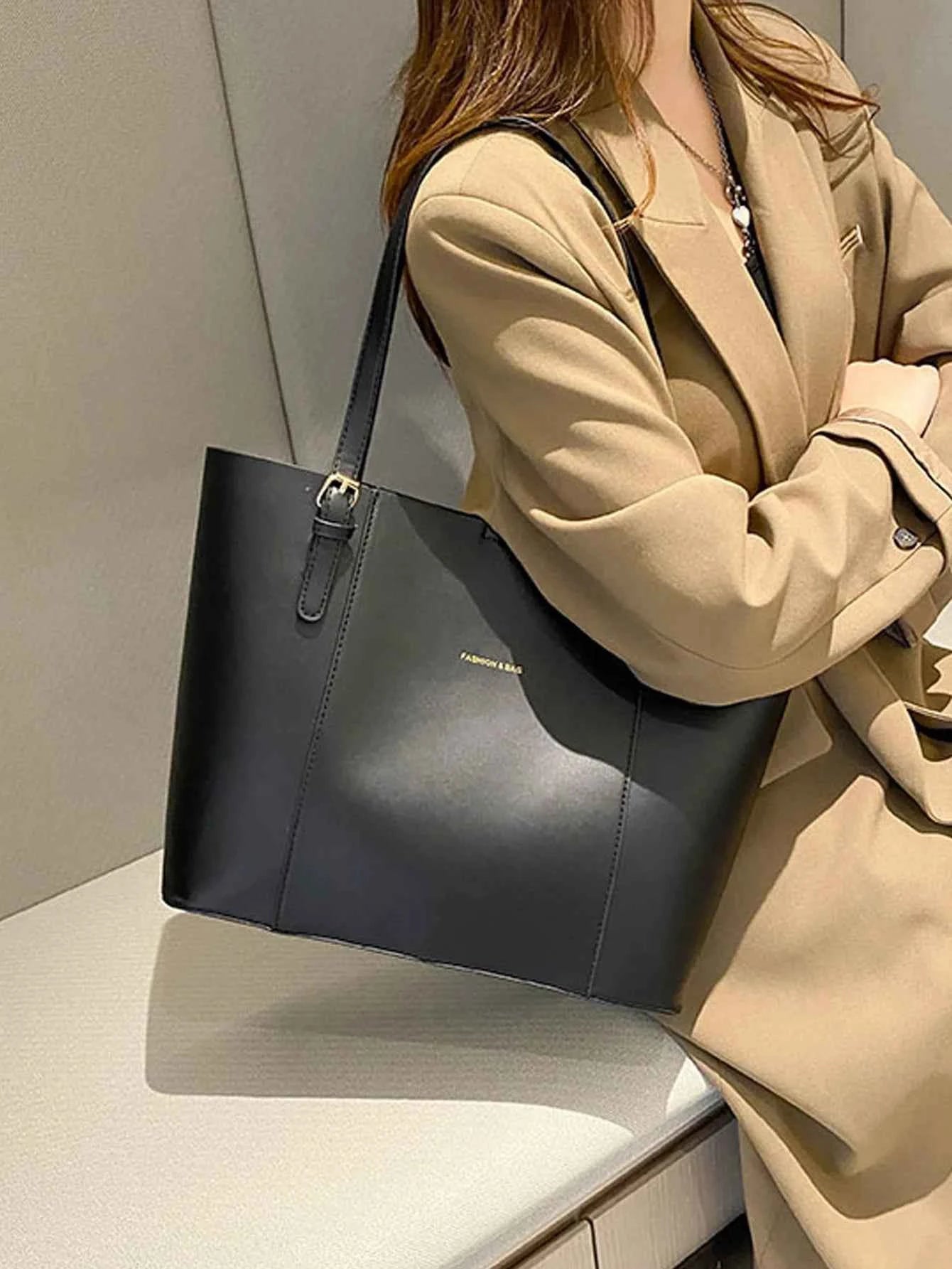 Sac cabas femme original de qualité premium Blanc / L-Marron / L-Noir / L-Kaki / L-ShopGET® 