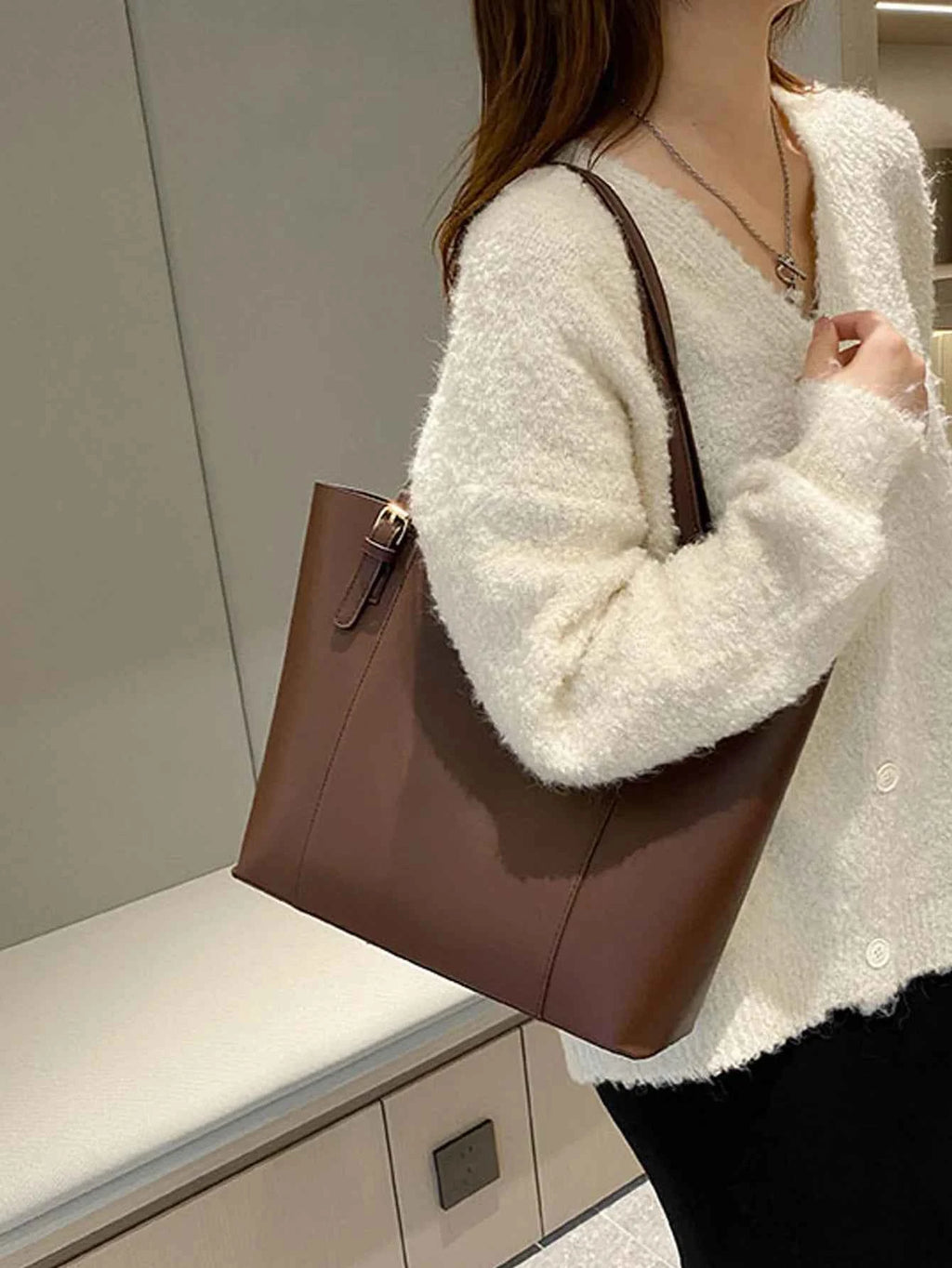 Sac cabas femme original de qualité premium Blanc / L-Marron / L-Noir / L-Kaki / L-ShopGET® 