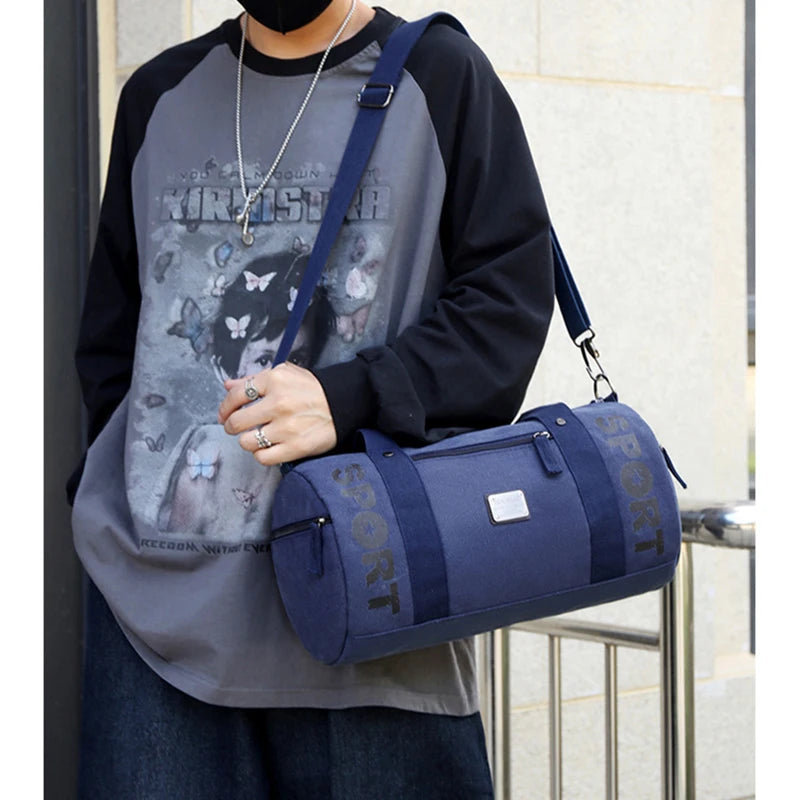 Sac polochon en toile kaki-Marron-Noir-ShopGET® 