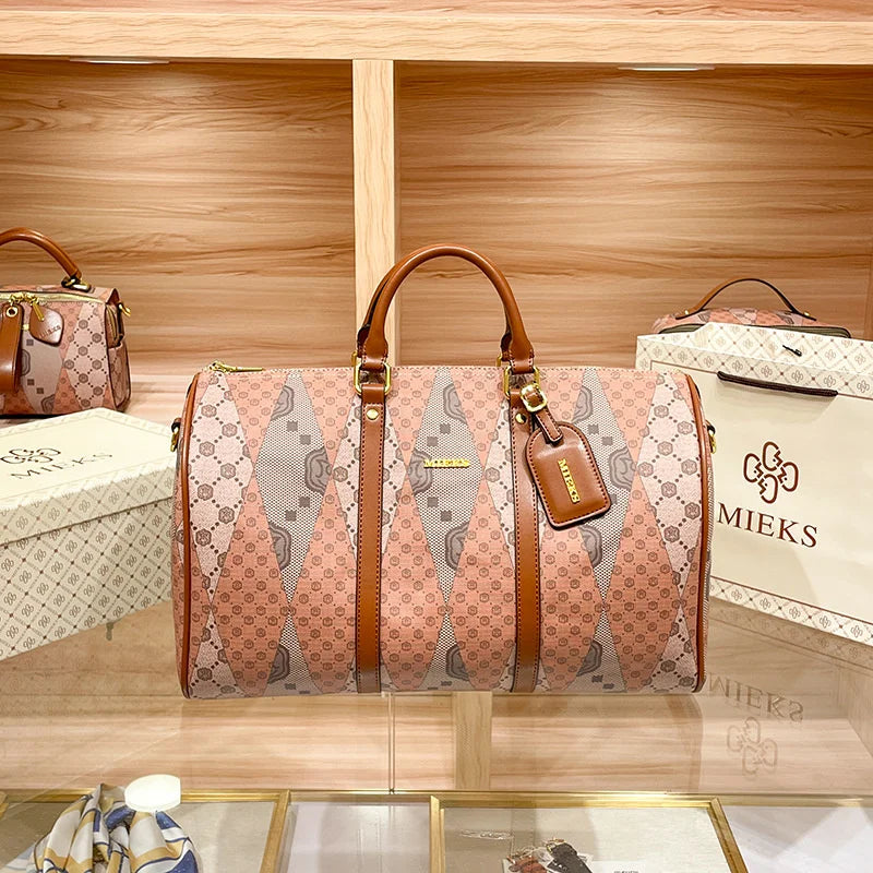 Sac weekend femme cuir Kaki Beige-ShopGET® 