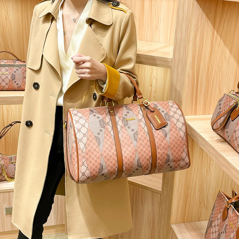 Sac weekend femme cuir Kaki Beige-ShopGET® 