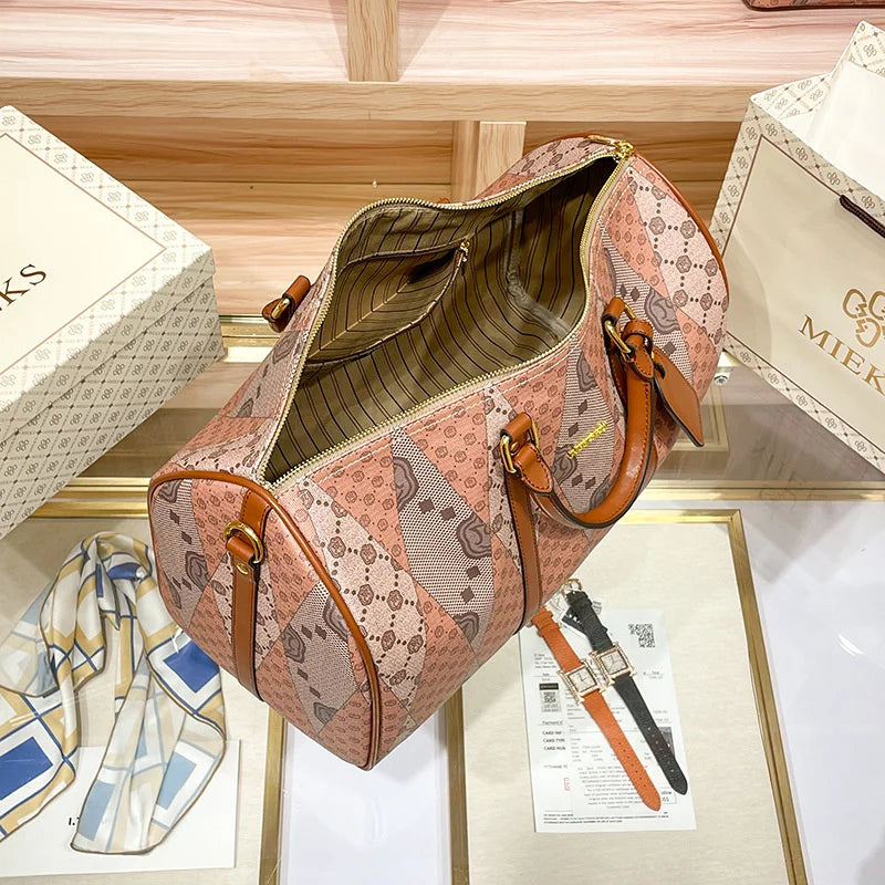 Sac weekend femme cuir Kaki Beige-ShopGET® 