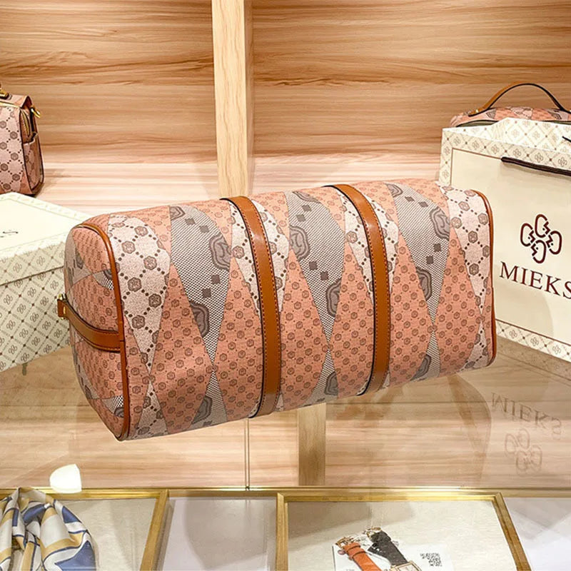 Sac weekend femme cuir Kaki Beige-ShopGET® 