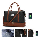 Sac weekend matelassé pour femme Vert-Kaki-Bleu-Beige-Noir-Noir & Marron-ShopGET® 