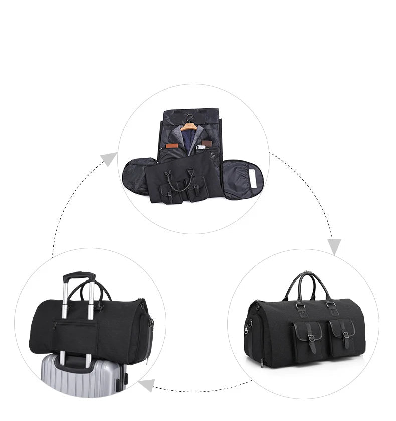 Sac weekend polyvalent pour homme Gris-Noir-ShopGET® 