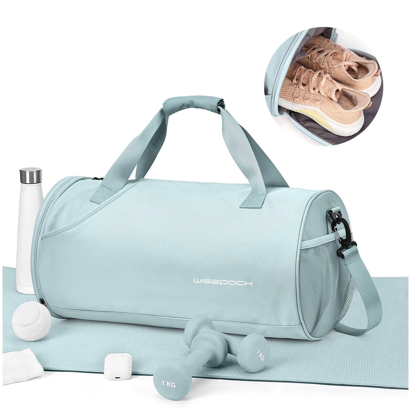 Sac weekend style polochon Bleu-Beige-Bleu A-Vert-Pourpre-Rose-Noir-Vert Large-Bleu Large-Bleu A Large-Noir Large-Pourpre Large-Beige Large-Rose Large-ShopGET® 