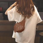 Sac banane femme chic en cuir véritable à forme de feuille - ShopGET®