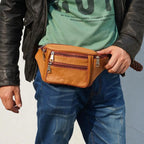 Sac banane en cuir doré jaune