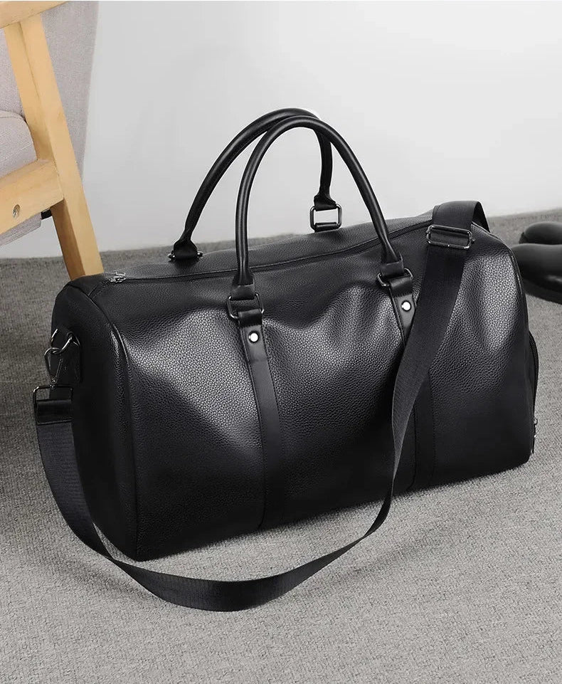 Sac weekend homme cuir marron Marron-Noir-ShopGET® 
