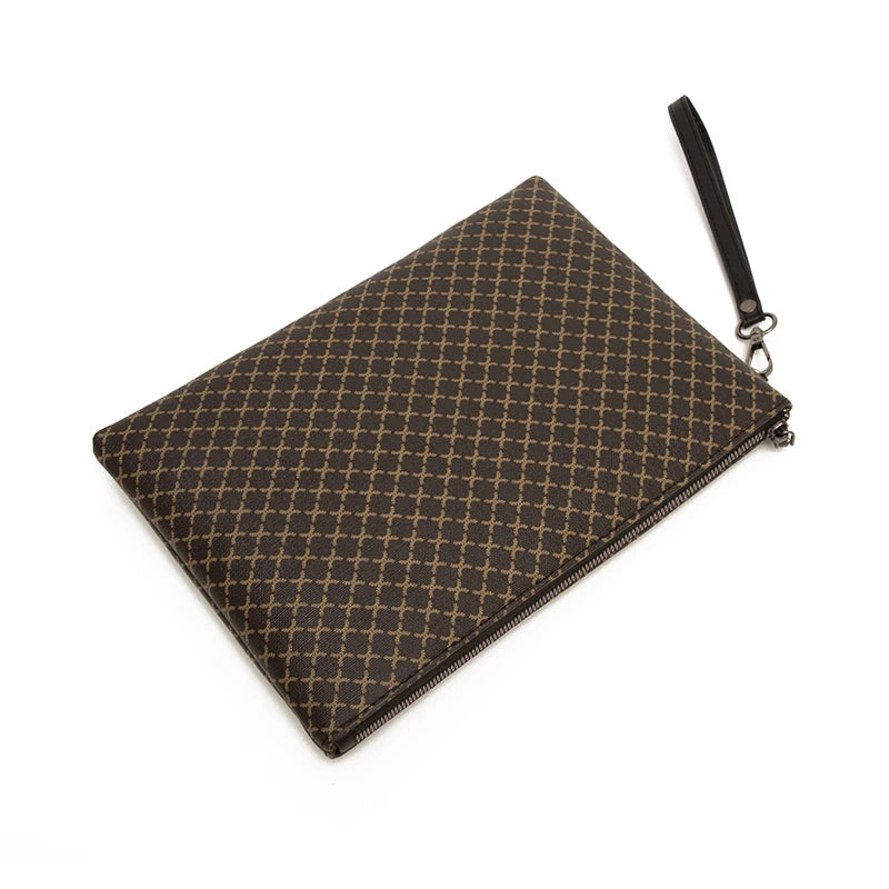 Pochette homme temps moderne en cuir Noir / 15cm x 24cm x 2cm-Noir / 19cm x 27cm x 2cm-ShopGET® 