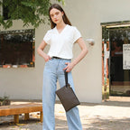 Pochette cuir femme Marron-Rose-Noir-ShopGET® 