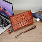 Pochette homme décor peau de crocodile Noir / 22cm x 14cm x 4.5cm-Marron / 22cm x 14cm x 4.5cm-ShopGET® 