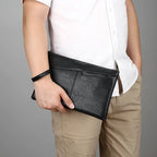 Pochette homme en cuir idéal pour VIP party Noir / 30cm x 19cm x 2cm-Noir / 27cm x 17cm x 2cm-ShopGET® 