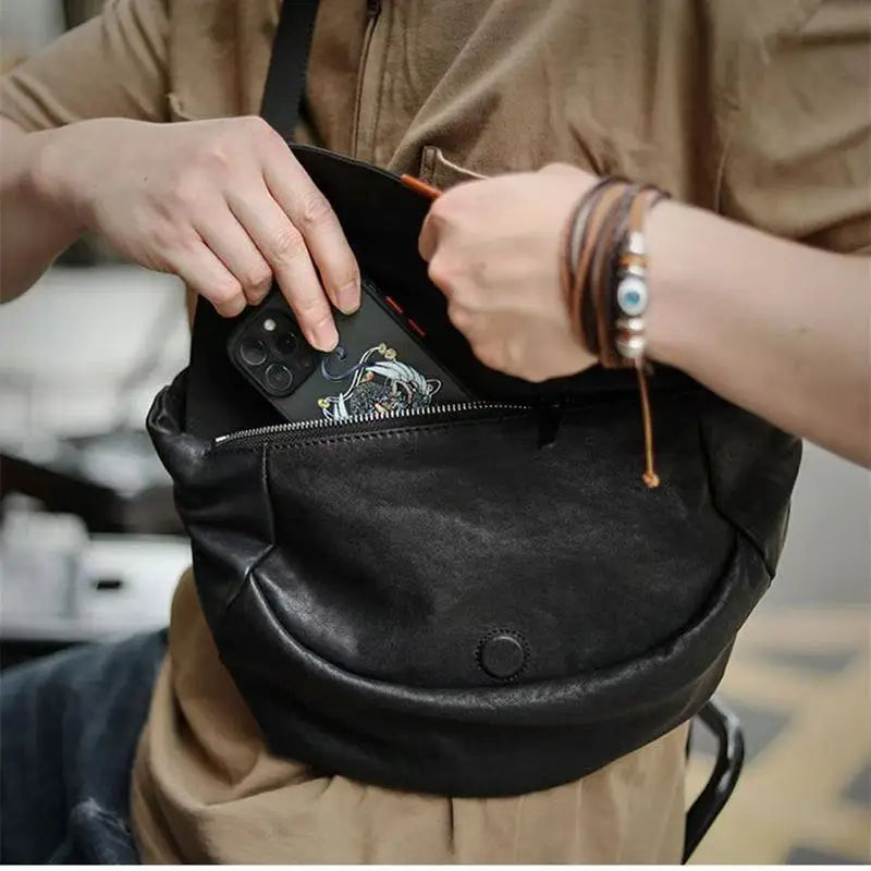 Sac banane bandoulière en cuir de vache