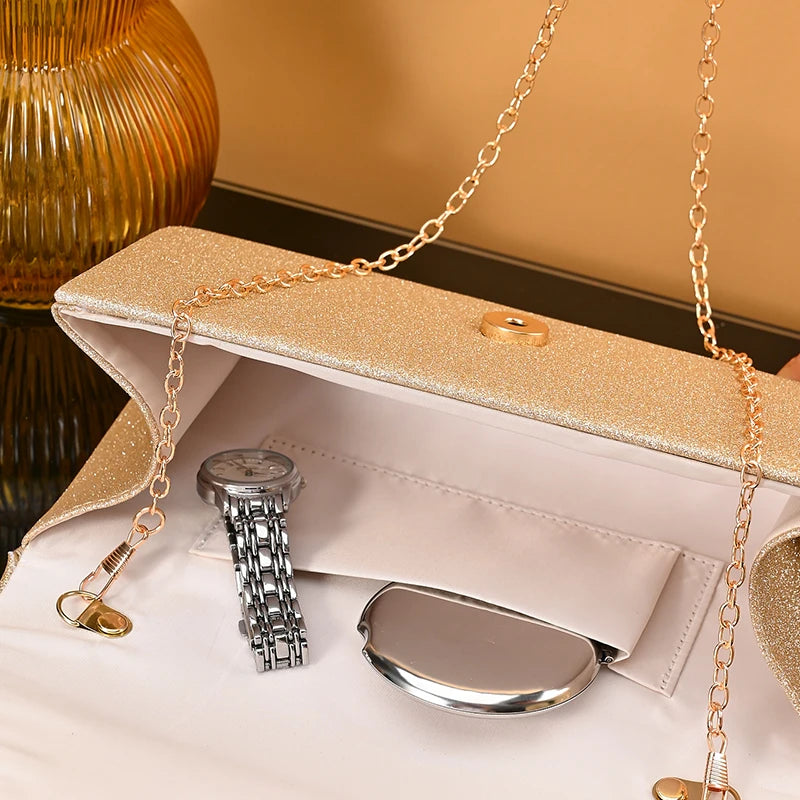 Pochette femme soirée originale Blanc-Noir-Champagne-Argent-ShopGET® 