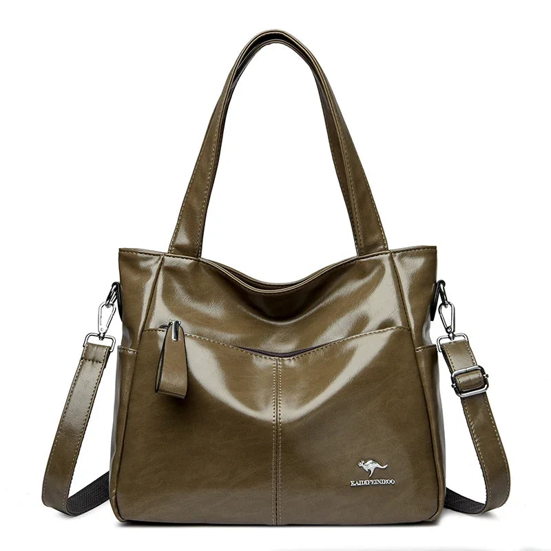 Sac cabas noir Leather kangourou à bandoulière Kaki-Gris-Noir-Bleu-Vert-Gris SB-Burgundy-Noir SB-Burgundy SB-Beige-Marron-ShopGET® 