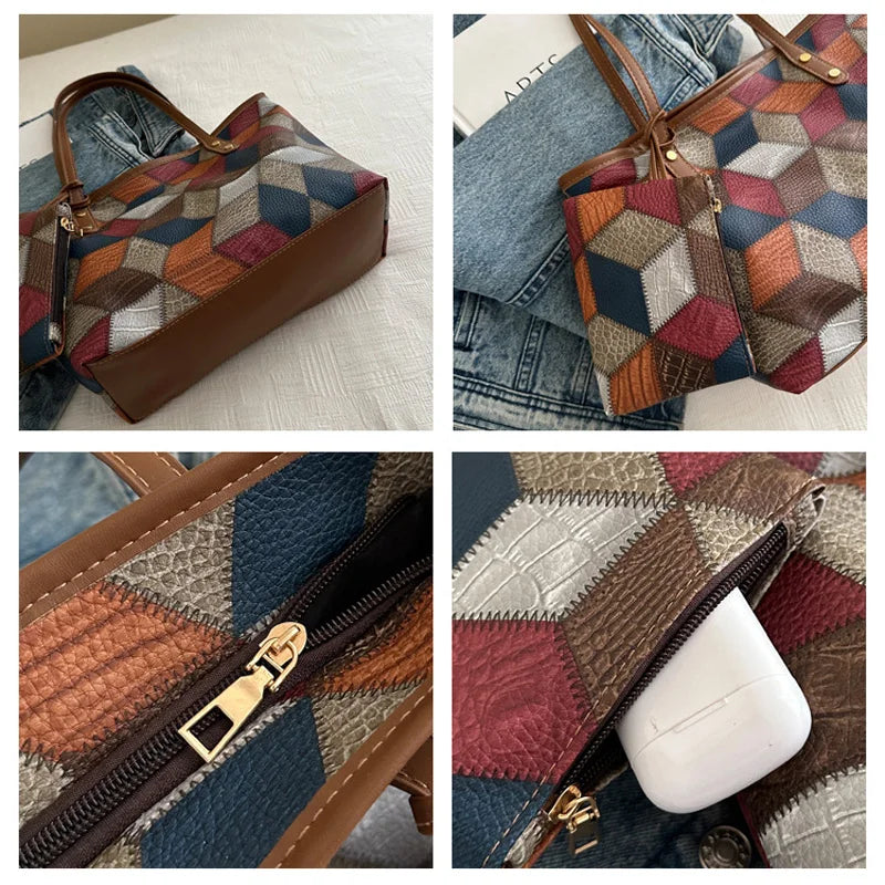 Sac cabas femme vintage Marron / 36x25x12cm-Argenté / 36x25x12cm-Beige / 36x25x12cm-Noir / 36x25x12cm-Multicolore / 36x25x12cm-ShopGET® 