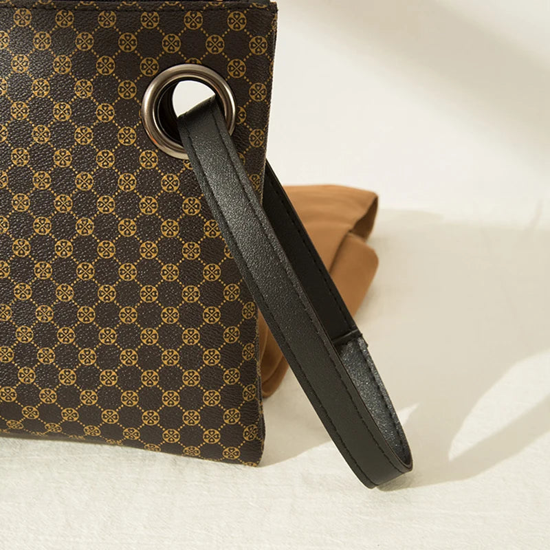 Pochette femme marron plaid Marron-Rose-Blanc-Noir-ShopGET® 