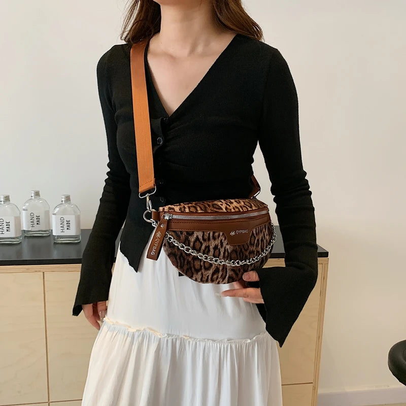 Sac banane léopard voyage à chaine