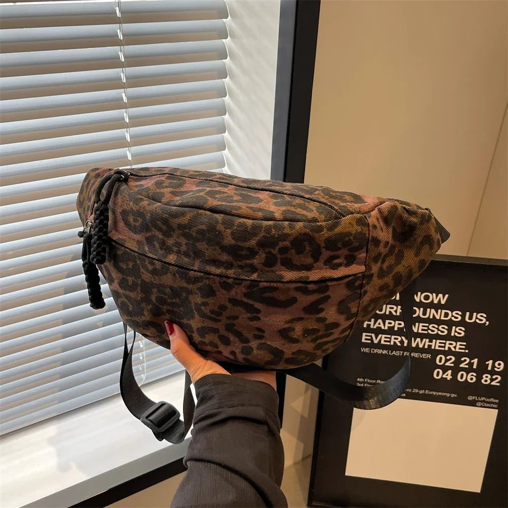 Sac banane léopard  en toile