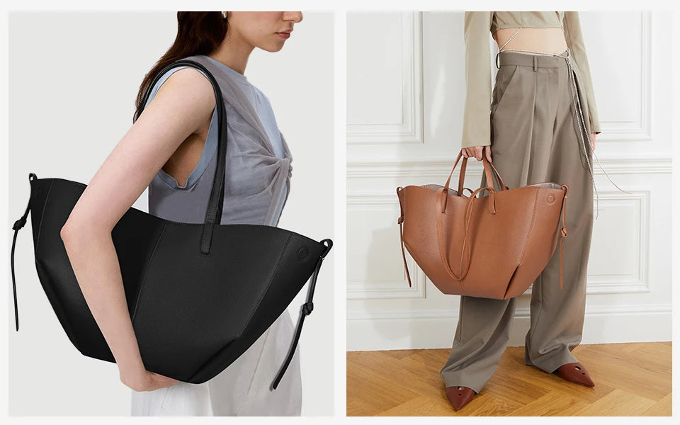 Sac cabas noir forme originale Marron Large-Noir Small-Marron Small-Noir Large-ShopGET® 