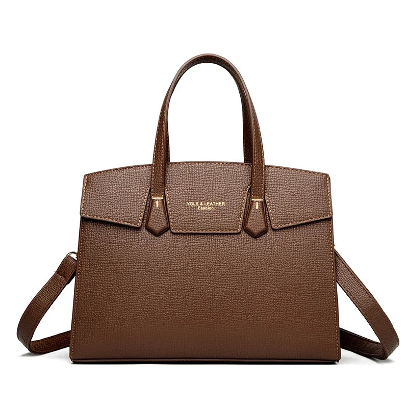 Sac cabas en cuir marron Burgundy-Noir-Apricot-Gris-Marron-ShopGET® 