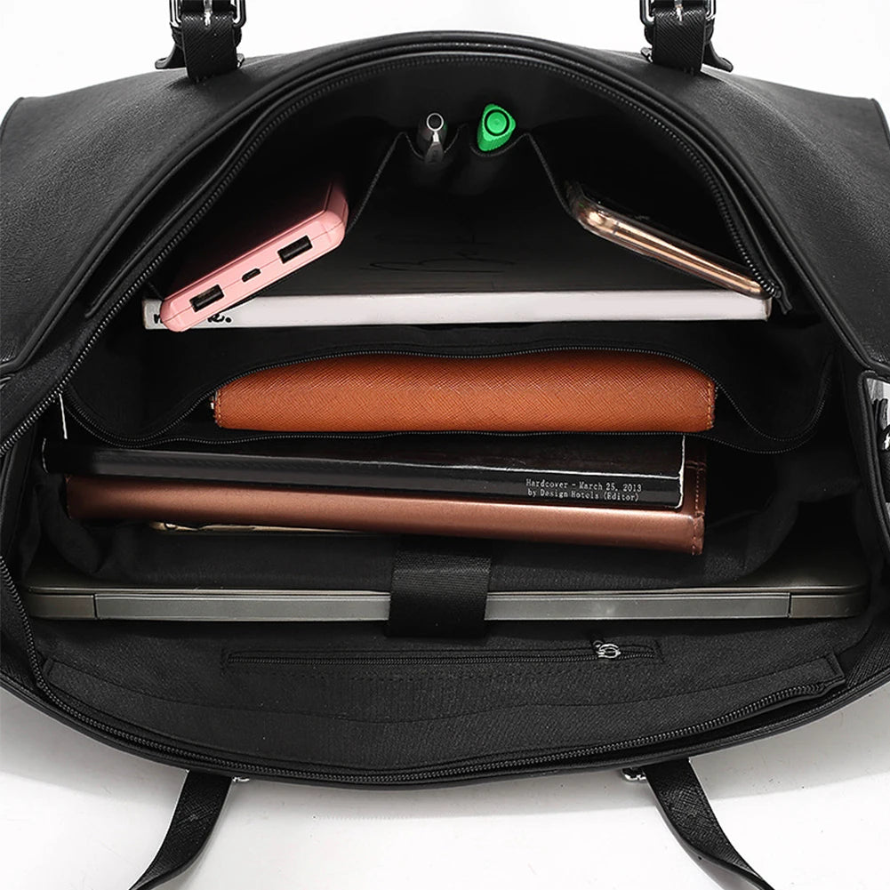 Sac cabas femme PU Leather Noir-Marron-Bleu-ShopGET® 