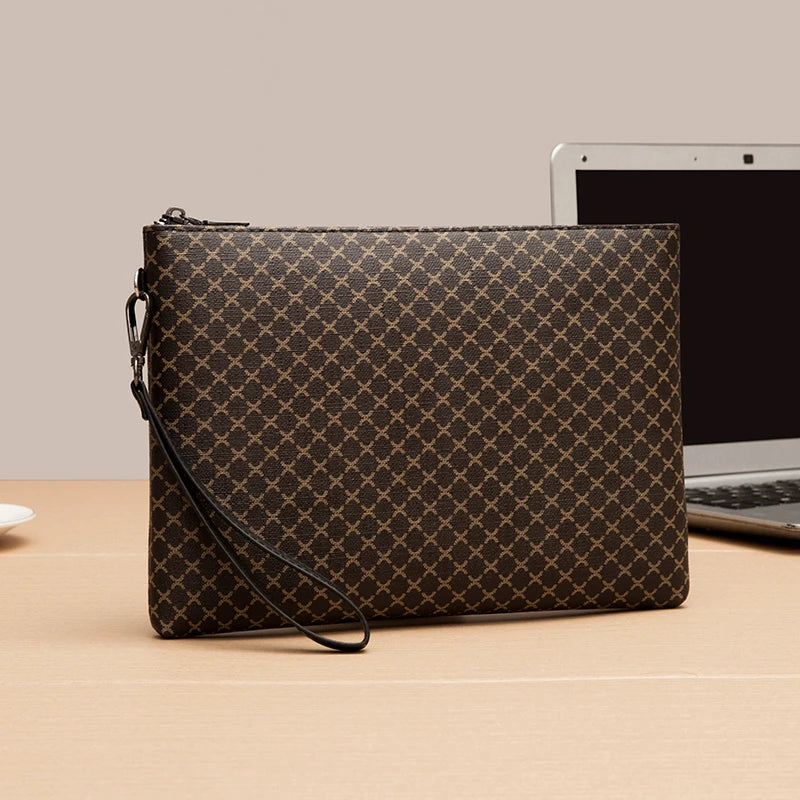 Pochette homme temps moderne en cuir Noir / 15cm x 24cm x 2cm-Noir / 19cm x 27cm x 2cm-ShopGET® 