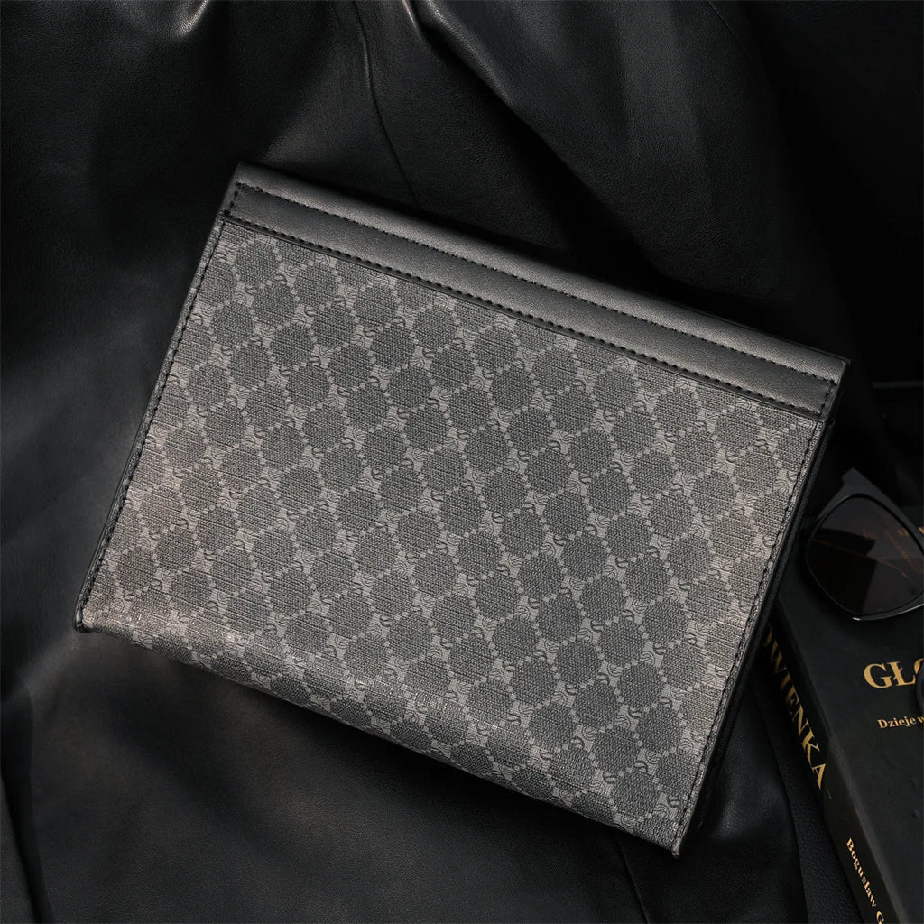 Pochette homme vintage cuir simple Noir / 26 x 5 x 19cm-ShopGET® 