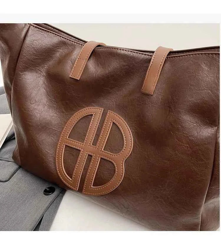 Gros sac cabas femme Marron-Noir-ShopGET® 