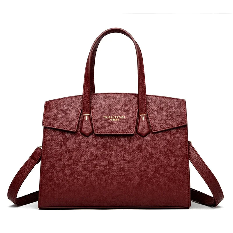 Sac cabas en cuir marron Burgundy-Noir-Apricot-Gris-Marron-ShopGET® 